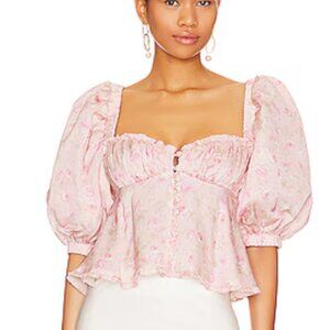 For Love And Lemons Pink Floral Blouse
